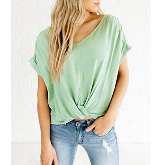 Caden green navel blouse - Picture 1 of 6